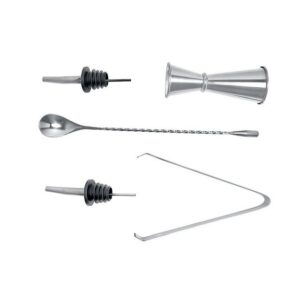 ShakeIn Cocktail Shaker SHAKEIN - Cocktail Bemessungsset Set 5-teilig / Barkeeper Set/ Cocktail Zubehör / Edles Cocktail Shaker Set in Silber / Edelstahl