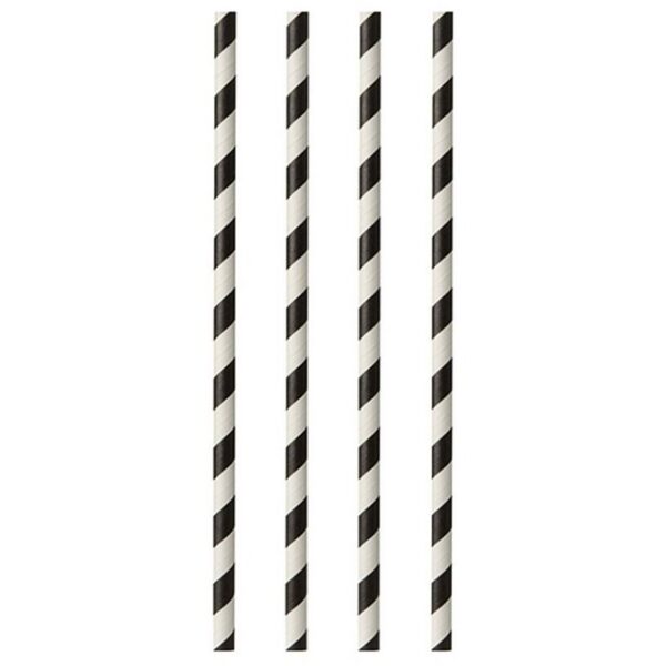 PAPSTAR Trinkhalme 1000 Stück Papierstrohhalme Ø 6 mm · 29 cm schwarz/weiss Stripes