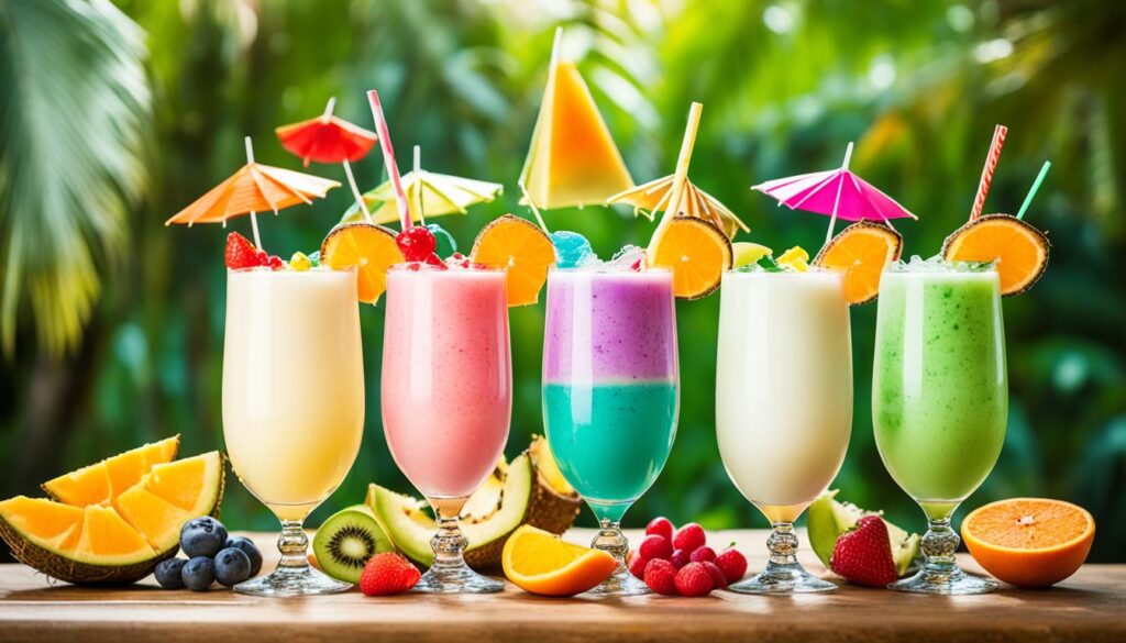 Tropische Kokosmilch-Cocktails